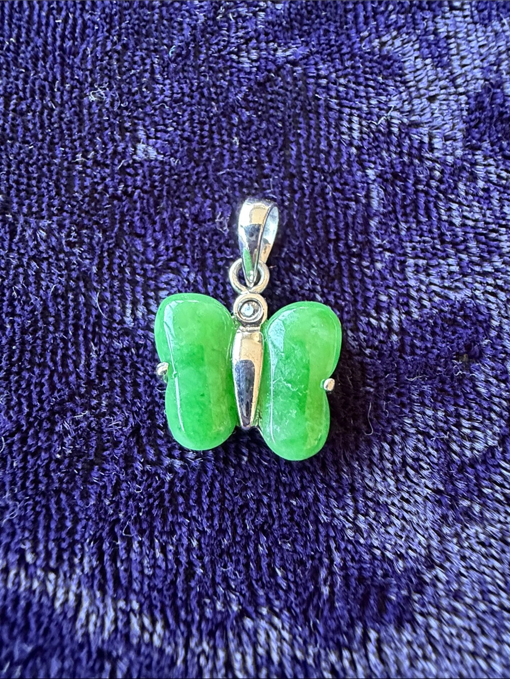Natural jadeite jade 925 sterling silver Butterfly Pendant